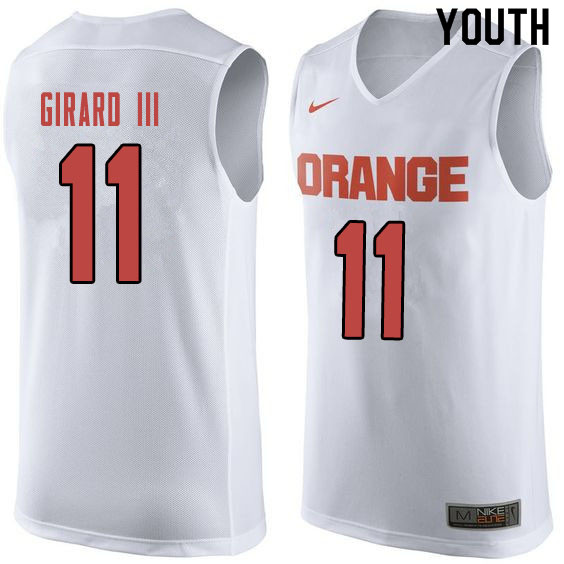 Youth #11 Joseph Girard III Syracuse White College Basketball Jerseys Sale-Orange